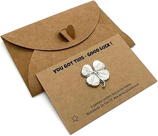 Metal Planet Ltd Good Luck shamrock 4 leaf clover keepsake token on card with matching envelope - YOU GOT THIS - GOOD LUCK !