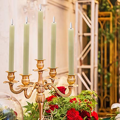 Image of Eldnacele Flameless Taper Candles Flickering with Remote Timer Realistic 3D Wick, Battery Operated Window Taper Candlestick Set of 8 White for Christmas Festival Wedding Home Decoration - Cream