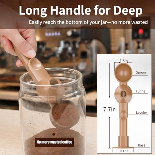 Image of 2 Pcs Coffee Scoop with Funnel for Reusable K Cup, 2 TBSP Measuring Spoon | Mess-Free Funnel Design, Sliding Leveler for Precise 2 TBSP, Long Handle for Ground Coffee, Protein Powder & Tea