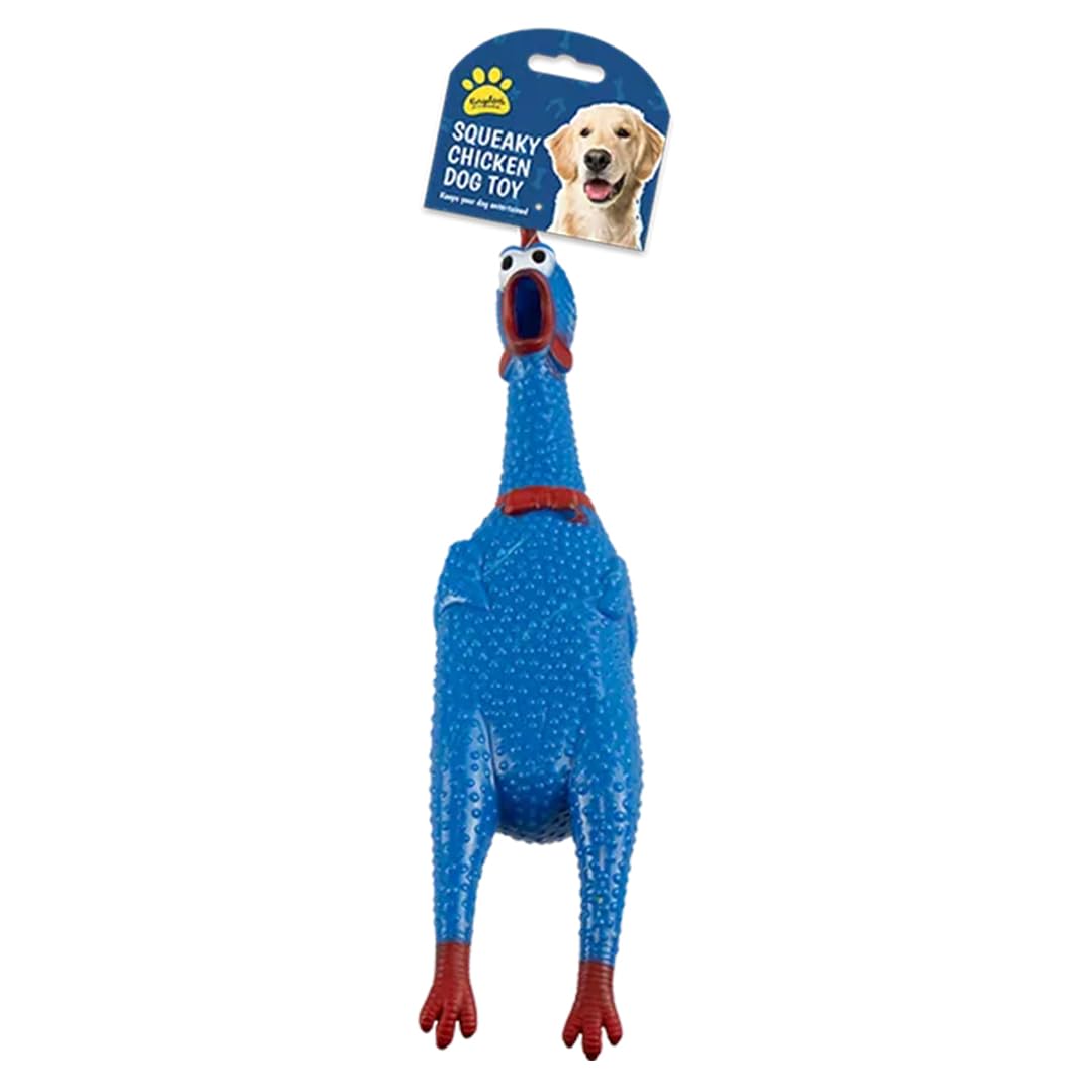 Gem Imports Squeaky Blue Chicken Novelty Dog Toy 30cm – Durable PVC Squeak Pet Toy for Dogs