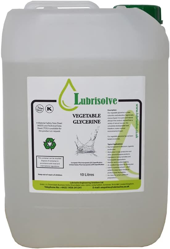 10 litres Vegetable Glycerine EP/USP Grade, Non-GMO, Odourless & Colourless (10 litres)