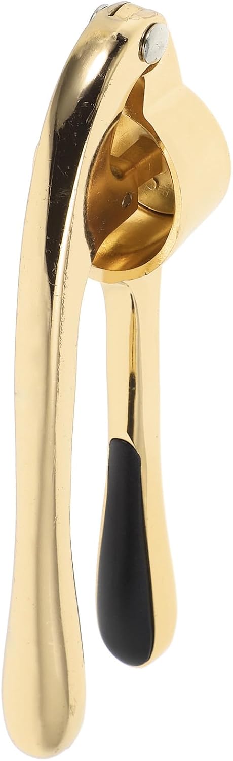 Mikinona Garlic Press Manual Kitchen Mincer Zinc Alloy Garlic Masher Golden Handheld Crusher for Cooking and Food Prep