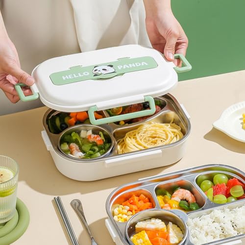 Boîte à lunch isolée haut de gamme avec 5 compartiments et set de couverts panda - 4