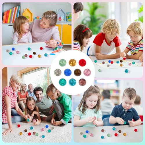 Parastar 30 Stück Murmeln Glas,Leuchtmurmeln Kinder,16mm Bunte Glasmurmeln mit Box,Buntes Glühen im Dunkeln Glasmurmeln für Murmelspiele Kinder, DIY-Projekte, Heimdekoration (10 Farben)