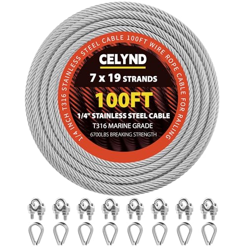 Câble en acier inoxydable T316 de 30,6 cm avec pinces pour garde-corps