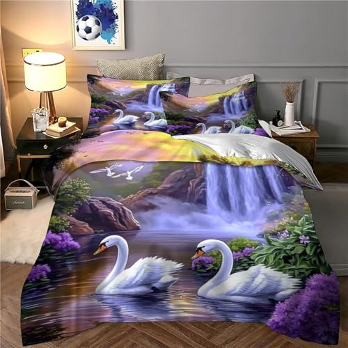 Parure de lit cygnes cascade 3D microfibre ultra douce de qualité - 6