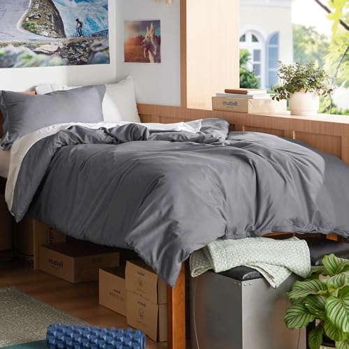 Image of Bedsure Twin /Twin XL Duvet Cover, Double Brushed Bedding Set, Dark Grey | For Kids & Adults, 68 inchx90 inch Comforter Cover, Hotel Luxury, All Season, Breathable, Easy Care, Lightweight, Zipper Closure