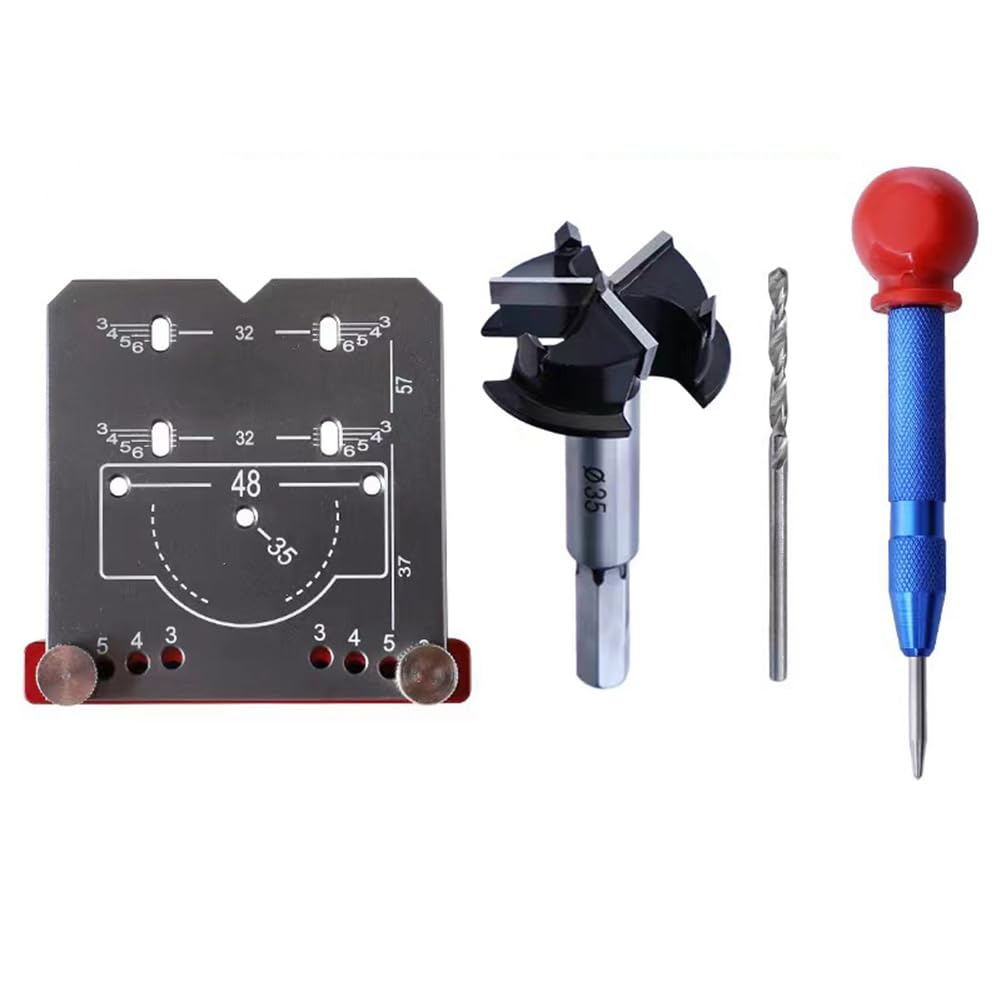 Remingtape Woodworking Concealed Hinge Jig Kit Aluminium Alloy 35mm Hinge Hole Template Jig for Door Cabinets Hinges Mounting