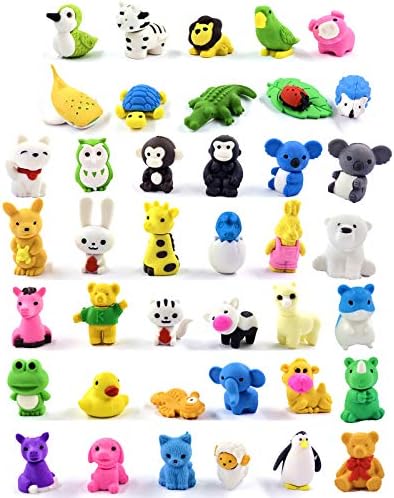 Animal Erasers Desk Pet 40 Pack 3D Animal Erasers for Kids Cute Fun Puzzle Erasers for Students School Supplies Prize Gifts Party Favors