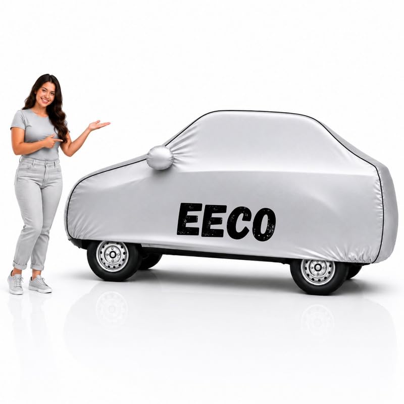 Image of Long-Life 100% Waterproof Eeco Car Body Cover for Dust & Rain, Compatible with All Models of Eeco Car Cover, Comes with Bird Droppings, Scratch, UV and Paint Protection - Silver