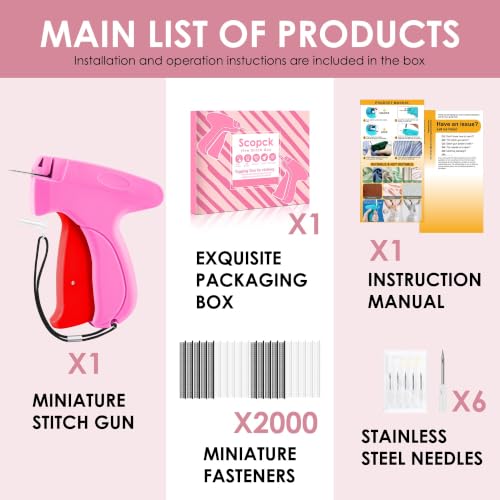 Image of Stitch Gun for Clothes - Handheld Stitch Gun Quick Clothing Fixer - Tagging Gun - Includes 6 Needle, 1000 Black Fasteners & 1000 White Fasteners