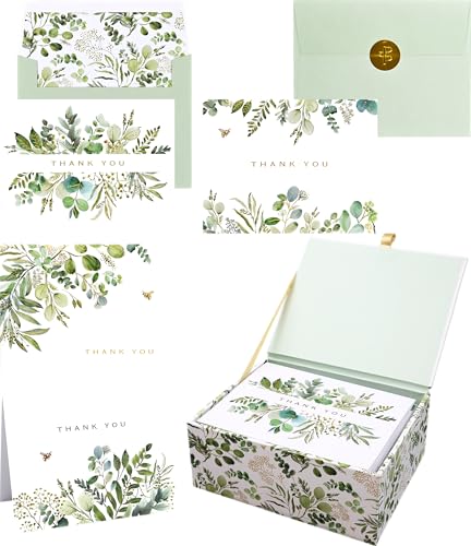 Eucalyptus Premium Note Cards (20 cards with 4 unique designs. 21 self-sealing envelopes)