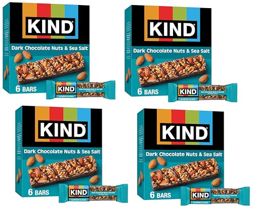 Image of KIND Nut Bars, Dark Chocolate Nuts and Sea Salt, Healthy Snacks, Gluten Free, Low Sugar, 6g Protein, 6 Count (Pack of 4)
