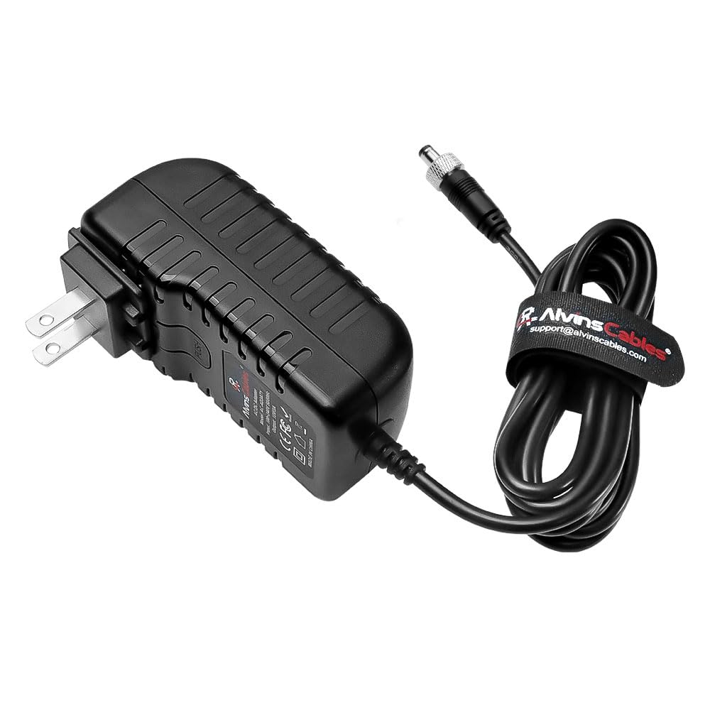 Alvin's Cables Verrouillage Adaptateur d'alimentation DC AC 100V-240V 12V 3A Universal Wall Plug Charger 5.5x2.5mm pour Atomos Ninja V,Blackmagic Video Assist,Smallhd,avec UK EU AU US PLIGS 2M/6.6ft