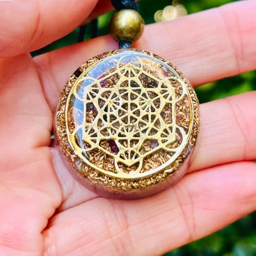 Metatron Cube Pendant Orgone Orgonite Archangel Sacred Geometry Resin Necklace, Natural Black Tourmaline, Balances Chakras, Protects Negative Energy Handmade Holistic Amulet2