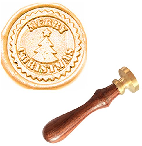 Vintage Merry Christmas Tree Star Custom Picture Logo Invitation Wax Seal Stamp Rosewood Handle Copper Head Gift Set