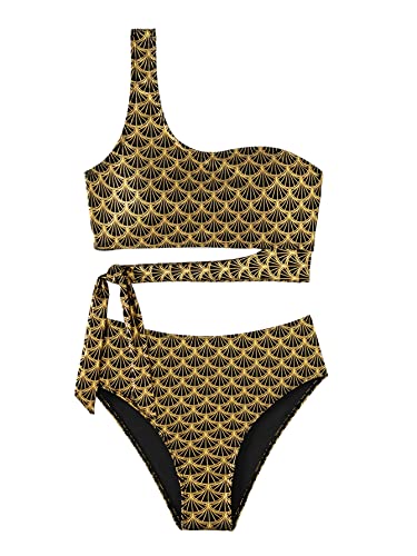 Maillot de bain doré coupe haute XL ajusté pour sublimer les courbes