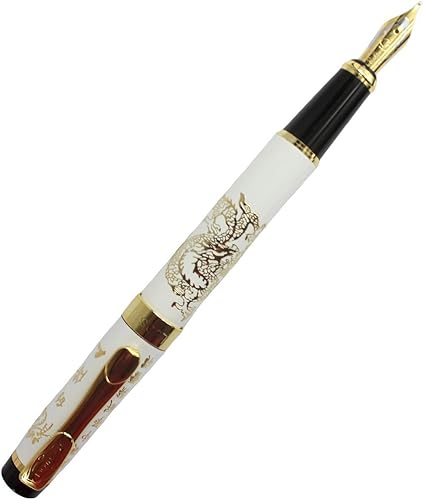 Gullor 818 Fountian - Bolígrafo con clip dorado, color blanco