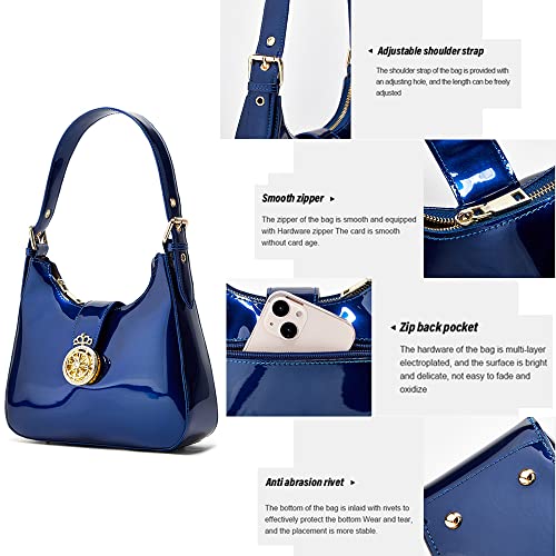 Image of ZiMing Glossy Patent Leather Handbags Purse for Women Vintage Hobo Bag Shoulder Bag Ladies Small Tote Bag for Party Wedding