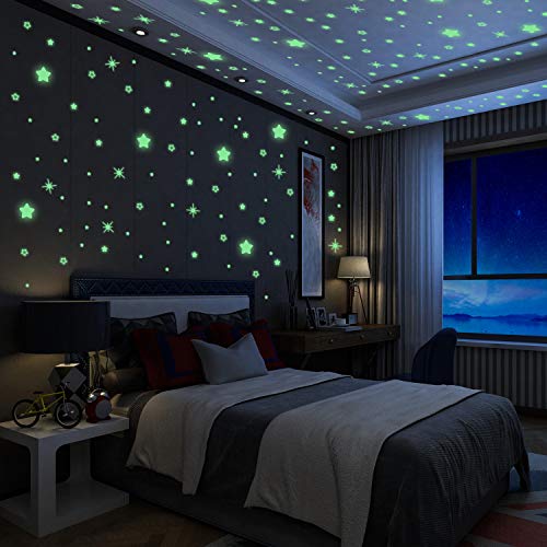 Yosemy Luminoso Pegatinas de Pared Estrellas Fluorescente Pegatinas de Estrellas Decoración de Dormitorio de Niños, DIY Decoración de la Habitación Para Chico Niña Bebé Casa Interior Mural, 6 Pzas