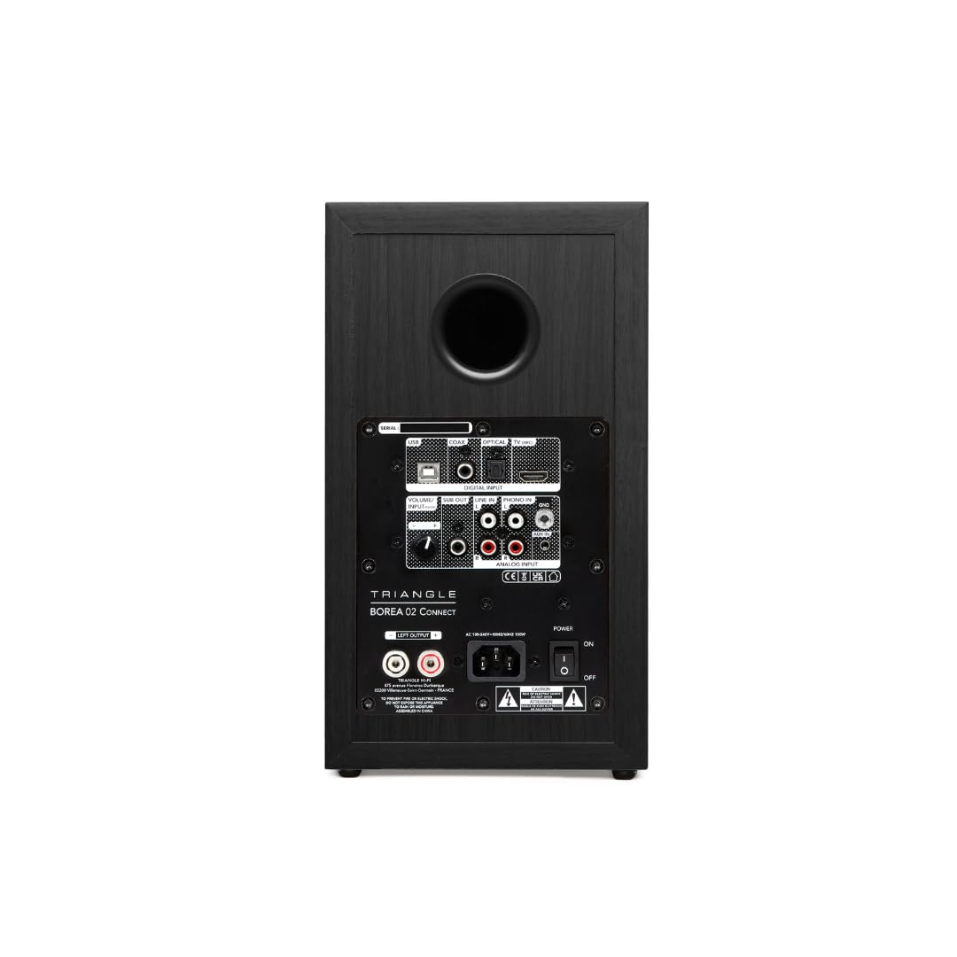 Triangle - Altavoces Activos BOREA BR02 Connect - Altavoces de Estantería Bluetooth con Amplificador 2X 50W - Audio HD - Entradas Phono/Plato TV ARC & USB - 176 x 310 x 274 mm - Negro (Par)