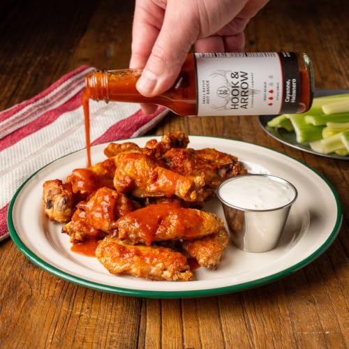 Image of Hook & Arrow Cayenne Habanero Hot Sauce - Low Sugar Louisiana Style Garlic Pepper Sauce - Medium Spice Red Hot Sauce - Gluten-Free, Vegan, Paleo (5 fl oz, 30 servings)