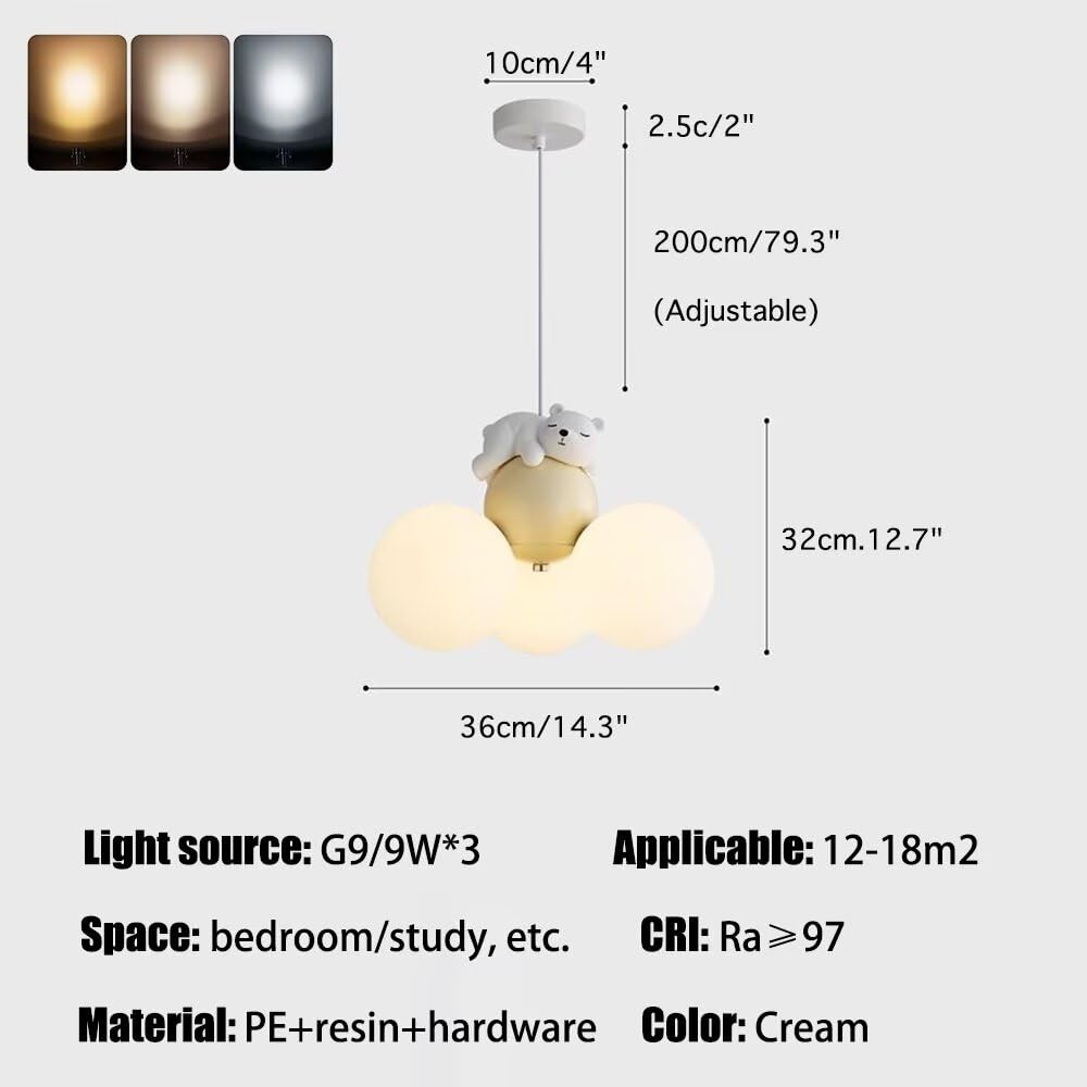 LED-Hängelampe mit schlafendem Bären, Cartoon-Ballon, Deckenleuchte, Kronleuchter, Hängelampe, Deckenlampe, Mond-Kronleuchter, Deckenbeleuchtung für Schlafzimmer, Kinderzimmer