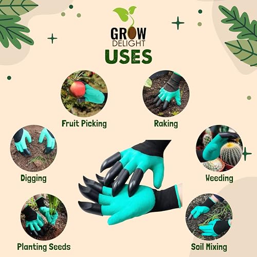 Image of Garden Gloves With Double Claws | Heavy Duty Gloves for Gardening & Farming | Reusable, Washable Gloves for Digging, Planting & Pruning | Garden Accessories for Men & Women