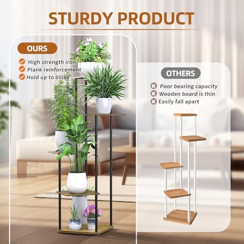 STLOVe® Plant Stand, 5 Tier Tall Flower Stand, Decor Pot Stand Garden Planter Holder, Flower Display Rack, Indoor Flower Pot Shelf, Wedding Garden Outdoor Home Decoration(Pot & Plant Not Included)