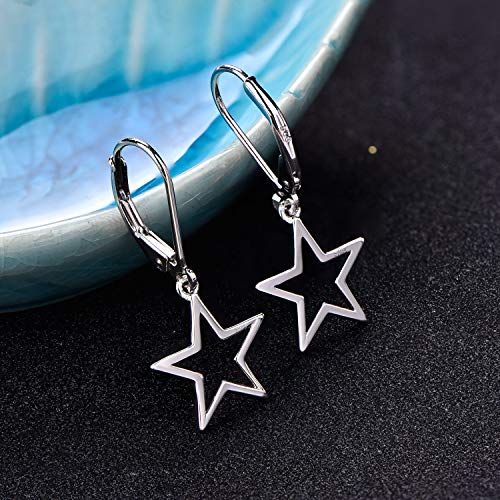 JO WISDOM Women Star Earrings,925 Sterling Silver Leverback Dangle & Drop Earrings,Jewelry for Women(Polar Star)4