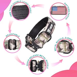 Tspro premium dog collar with usa flag patch thick dog collar adjustable dog collar heavy duty quick release metal buckle dog collar for small or medium to extra large dogsblack m   cucciolini doodles