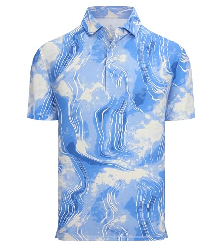 Image of Alex Vando Mens Golf Shirts Short Sleeve Breeze Quick-Dry Print Polo Shirt