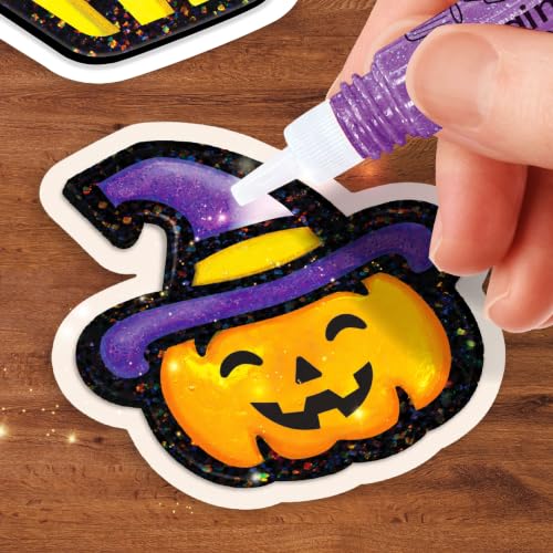 Image of Imagimake DIY Spooky Friends Jelly Stickers | 10+ Stickers - Paint, Peel & Stick | Halloween Glass Painting Activity Set with 7 Paint Tubes | Art and Craft Kit for Kids 3-6 Years | Return Gift for Boys & Girls Age 3+