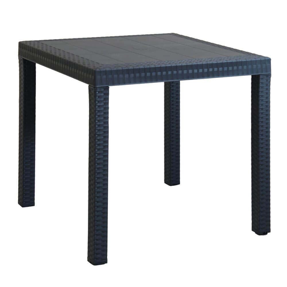 milani home Tavolo da Giardino Quadrato Fisso in Wicker Stampato Antracite Cm 80 X 80 da Esterno Giardino Terrazzo Portico Locale Bar