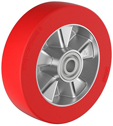 Roue En Aluminium Avec Pneu Polyuréthane Rouge Wicke TE 125/50-75/4 K - Diamètre 125 Mm, Largeur 50 Mm - Capacité 450 Kg - Roulement à Billes
