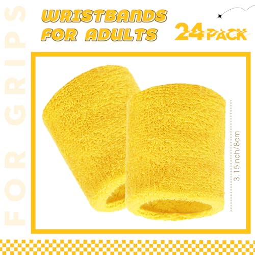 Image of Bememo 24 Pcs Wrist Sweatbands Bulk Sports Wrist Bands for Men Women Breathable Athletic Tennis Wristbands Stretchy Absorbent Cotton Terry for Basketball, Baseball, Gym, Working Out