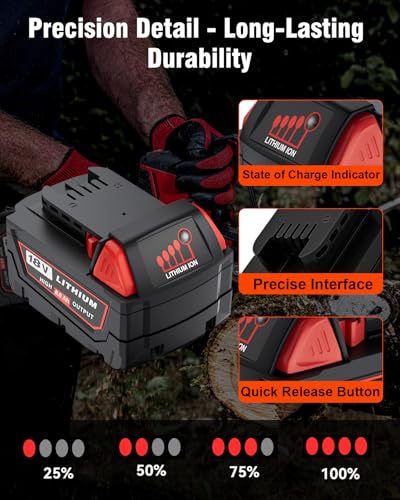HOCHSTERN 2Pack 8.0Ah Replacement for Milwaukee M-18 Battery Compatible with Milwaukee 18V Lithium Battery 48-11-1862 48-11-1852 48-11-1882 Cordless Tools