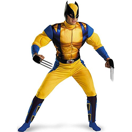 Disguise Marvel The Wolverine Classic Muscle Mens Adult Costume, Yellow/Blue, X-Large/42-46