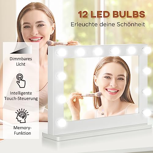 Miroir de maquillage à intensité variable avec commande tactile led - 5