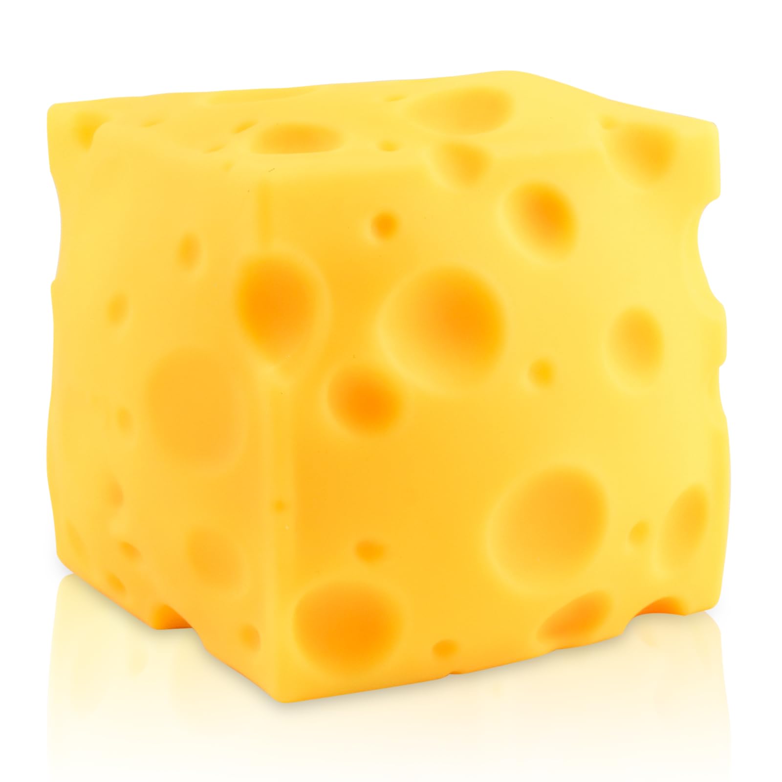 MEIEST Giant Yellow Cheese Squeeze Toy - 4" Soft Novelty Toy Stress Cube-Sensory Fidget Squeeze Toy with Super Solid Squish-Slow Rising Stress Balls-Stress Relief Hand Toy