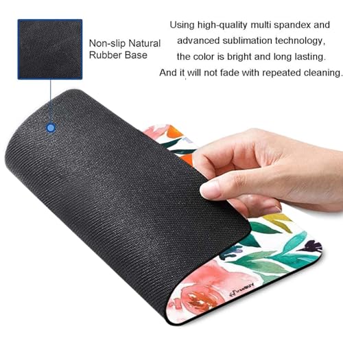 Image of Mouse Pad Watercolor Florals, Premium-Textured Custom Mouse Mat Design, Washable Mousepad Lycra Cloth, Non-Slip Rubber Base Computer Mouse Pads for Wireless Mouse