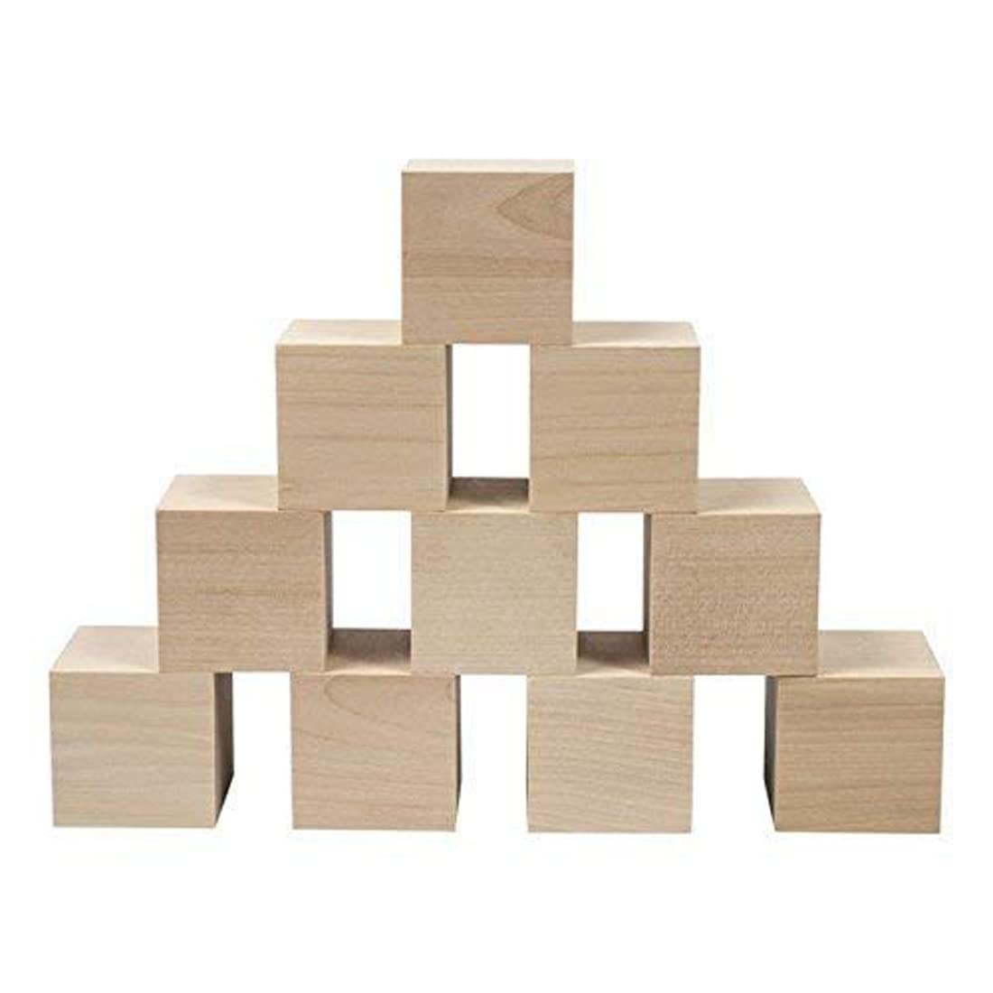 ZYNTIXBlank Wooden Shapes 2 inch Blocks Square Pieces Embellishment Crafts Toys, 10 Pieces-Brown (ZTTYPZL057)