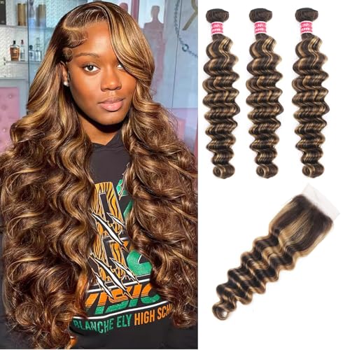 Loose Deep Wave Bundles Human Hair with Closure 20...