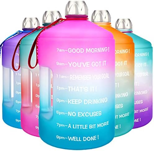 BuildLife 1 Gallon Water Bottle -Motivational Fitness Workout with Time Marker/Drink More Daily/Clear BPA-Free/Large 128OZ /73OZ Capacity
