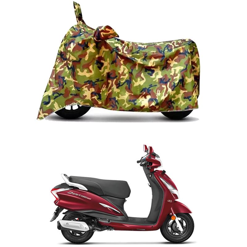 Image of Waterproof 100% PVC Coated Bike Scooty Two Wheeler Body Cover Compatible for Hero Destini 125 STD /UV-Rays /Heat Protection /Birds Dropping /Scratchproof /Dust Proof [6X6 Jungle Print]
