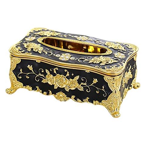 Moderne Europäische Verzierten Tissue Papier Serviette Halter Home Decor Wc Papier Fall Lagerung Halter für Bad, Schlafzimmer oder, Schwarz Goldene Cover
