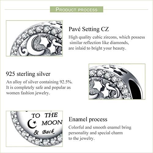 YOUFENG Jewellery S925 Sterling Silver Charms for Charms Bracelet I Love You to The Moon and Back Bead Charm Gifts for Woman