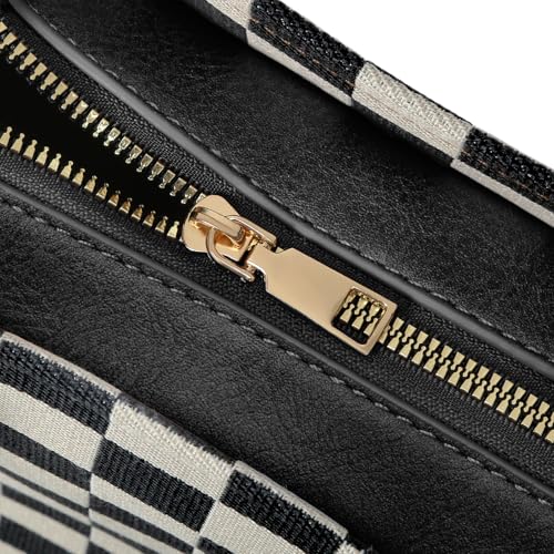 Image of Checkered Tote Bag for Women - Plaid Handbag Checkerboard Crossbody Shoulder Bag Trendy Checkered Tote Purse