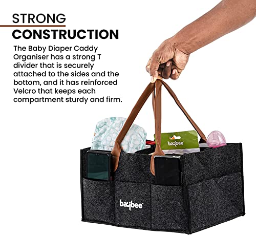 Image of BAYBEE Stylish & Modern Diaper Bag for Mothers for Travel | Large Capacity Storage Diaper Bag | Strong & Sturdy Baby Organizer Storage | Portable & Travel Friendly Diapers Caddy Organizer (Black)