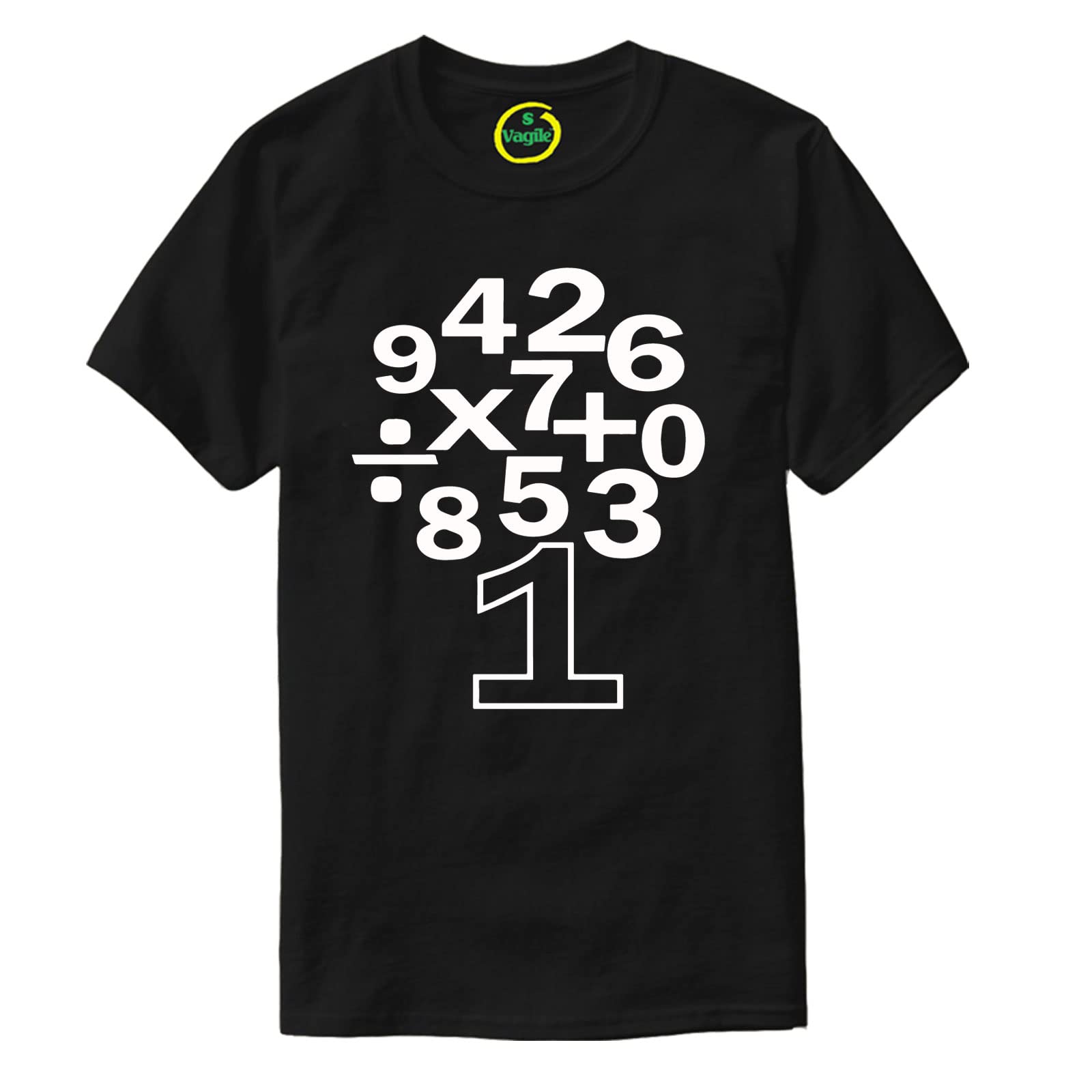 Vagile Kids Boys Girls Superhero Design Number Day Maths Symbols School Tee T-Shirt Top Black